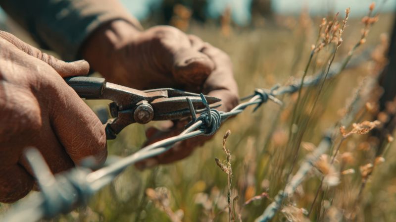 Barbed Wire Fence Installation