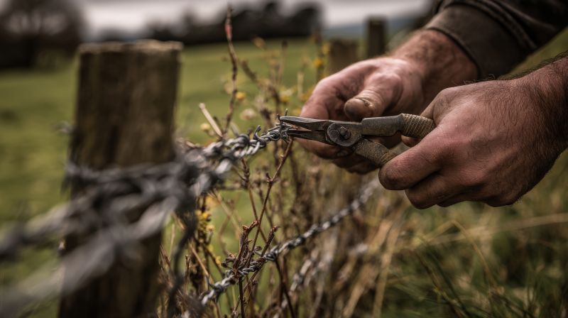 Barbed Wire Fence Installation